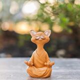 Dekoratif Yoga Yapan Kedi Biblo Meditasyon Kedi Heykeli Ev Dekoru