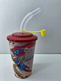 Superman Akordion Pipetli Kapaklı Meşrubat Bardağı 400 ML - 1 nolu desen