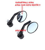 Motosiklet Gidon Aynası Koyu Renk Aynalı,Oval ( Yuvarlak Tip)Üniversal Tüm Modellere Uygun_Supermoto