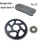 Cf Moto Nk 400 Zincir Dişli Seti Oringsiz Düz Siyah Renk Zincir A Kalite _Supermoto