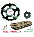 Suzuki Gw 250 ,İnazuma 250 Oringli Zincir Dişli Seti (520-120 Bakla Gold Zincir)_Supermoto