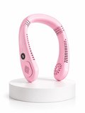 Pembe Taşınabilir Boyun Fanı Ergonomik Tasarım Çok Kademeli Hava Akışı