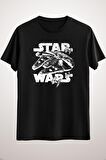 Erkek Siyah Millennium Falcon And Tıe Fighters T-Shirt