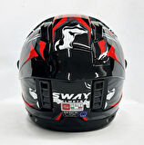 Sway Sw 868 Cannibal Black Grey Red Güneş Vizörlü Siyah Camlı L