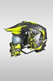 Sway X1-x Seul Matt Warrior Black Yellow White Moduler Motosiklet Kaskı