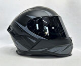 Sway SW 867 ASPHALT Black Grey Siyah Vizörlü İç Vizörlü Kapalı Kask L