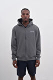 Unisex Fermuarlı Kapüşonlu Sweatshirt Şardonlu
