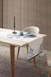 Swita Home Blue Dreams Premium Serisi Duck Keten Runner Leke Tutmaz 45x140