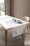 Swita Home Blue Dreams Premium Serisi Duck Keten Runner Leke Tutmaz 45x140