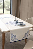 Swita Home Blue Dreams Premium Serisi Duck Keten Runner Leke Tutmaz 45x140