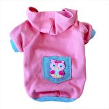 Pembe Baykuş Kapşonlu Sweat by Kemique Köpek Kazağı 