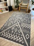 Çift Taraflı Kilim İskandinav Model Gri- Beyaz Kilim Yolluk 