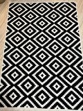 Çift Taraflı Kilim Modern Desenli Siyah Beyaz Kilim 