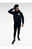 Kapşonlu Baskılı Erkek Sweatshirt Oversize