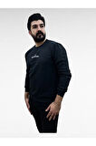 Bisiklet Yaka Erkek Baskılı Sweatshirt