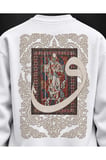 Heritage Carpet Beyaz Baskılı Sweatshirt