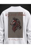 Kurt Baskılı Beyaz Sweatshirt