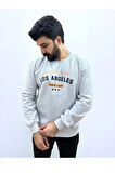Bisiklet Yaka Ön Baskılı Oversize Erkek Sweatshirt