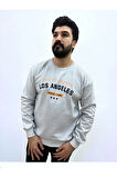 Bisiklet Yaka Ön Baskılı Oversize Erkek Sweatshirt