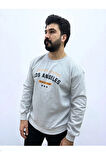 Bisiklet Yaka Ön Baskılı Oversize Erkek Sweatshirt