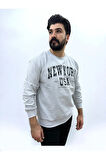 Bisiklet Yaka Erkek Baskılı Sweatshirt