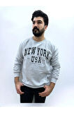 Bisiklet Yaka Erkek Baskılı Sweatshirt