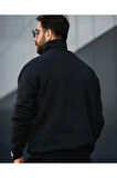 Erkek Yarım Fermuarlı Oversize Sweatshirt