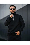 Erkek Yarım Fermuarlı Oversize Sweatshirt
