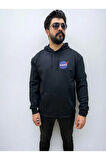 Kapşonlu Ön Baskılı Oversize Erkek Sweatshirt