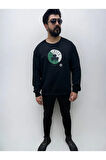 Bisiklet Yaka Erkek Baskılı Sweatshirt