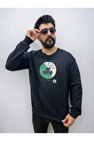 Bisiklet Yaka Erkek Baskılı Sweatshirt