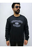 Bisiklet Yaka Erkek Baskılı Sweatshirt