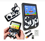 QASUL Büyük Ekran Sup Retro 400 Oyunlu Joystickli Oyun Konsolu Joystick+Tv Bağlantı Kablosu Siyah