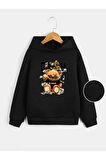 Pamuklu Çocuk Kapüşonlu Sweatshirt İki İplik Şardonlu Cash Baskılı