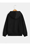 Pamuklu Minecraft Baskılı Erkek Çocuk Kapüşonlu Sweatshirt İki İplik Şardonlu