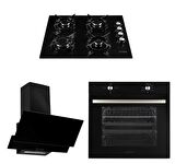 Alveus Siyah Ankastre Set ( MFA 604 M Fırın - GLS 640 BL Ocak - F17/60 Davlumbaz )