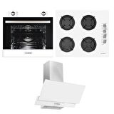 Alveus Beyaz Ankastre Set ( MFA 604 M Fırın - GLS 640 BL Ocak - F17/60 Davlumbaz )