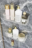 Banyor Yapışkanlı Banyo Rafı, 2'Li Banyo Düzenleyici Organizer Banyo Duş Rafı Şampuanlık,