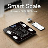 Bluetooth Siyah Dijital Yağ Ölçer Vücut Analiz Tartısı – Akıllı Uygulama Destekli, Yağ, Kas, Su, BMI Ölçer