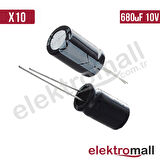 680 UF 10V Elektrolitik Kondansatör - 10 Adet