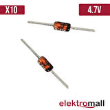 4.7V Zener Diyot DO35  500mA - 10 Adet
