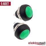 PBS-33B Push Buton 12mm Yeşil Mantar Buton - 5 Adet