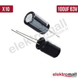100UF 63V Elektrolitik Kondansatör 8x12mm - 10 Adet