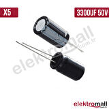 3300UF 50V Elektrolitik Kondansatör 18x35mm - 5 Adet