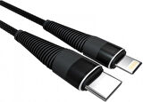 PDAteknoloji Lightning 5A 100 W Örgülü Hızlı Şarj ve Data Kablosu 1 Metre Siyah SZC-01