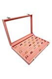 Camlı Küpe Koleksiyon Kutusu Süet Pembe