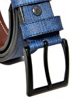 Süzer Deri * 4 Cm. Spor Suni Deri Dikişli Model Kemer Lacivert