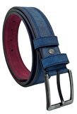 Süzer Deri * 4 Cm. Spor Suni Deri Dikişli Model Kemer Lacivert