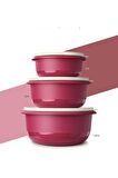 Tupperware Fuşya Miksim Serisi Hazırlama Servis Seti 1lt 2lt 3.5lt Esc