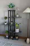 Dekoratif 5 Raflı Metal Çiçeklik, Modern Çok Katlı Saksılık, Bitki Standı, Salon Balkon Saksı Standı